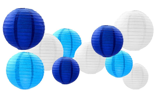 GAKA FAVOR 10 Piece Paper Lanterns Set Blue, Hanging Decoration Paper Lanterns Decor, Paper Lanterns for Wedding, Baptism, Birthday, Communion, Valentine's Day, Mother's Day Party Decor.