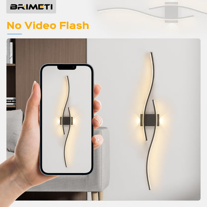BRIMETI LED wall light Black 100CM Long Indoor Wall Lamp 21W Aluminum 230V Modern hallway light Three-color 3000K/4000K/6000K Wall lighting 1500lm, for living room bedroom hallway staircase kitchen
