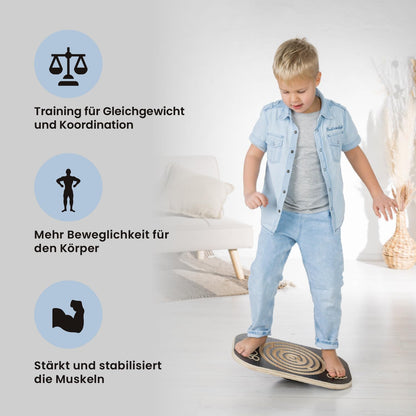 Balance board with labyrinth, wooden balance board, wobble board, board for yoga and exercise, balance, coordination, wooden toy, wobble board for kids, toddlers, teens, adults.
