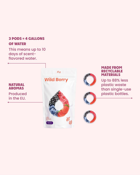 air up® Flavor Pods Pack 3 x Wildberry | Vegan & 0 sugar | Discover many more flavored water pods for your water bottle, water flavors, scent pods for water bottle.