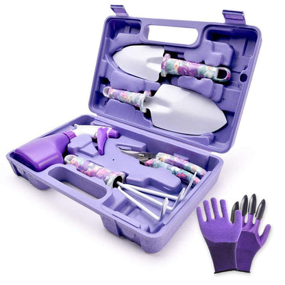 WISDOMLIFE 6-Piece Garden Tool Set Garden Tools Gift Set Anti-Slip Handle with Anti-Rust Trowel, Gardening Gloves, Pruner, Water Sprayer, and Case