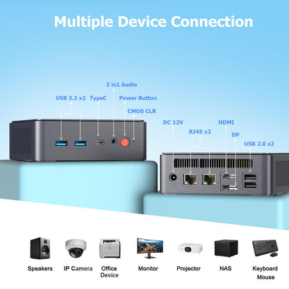 AWOW Mini PC W-11 Pro Twin Lake-N N150 Quad Core 3.60 GHz, 16 GB DDR4 3200MHz 512 GB M.2 PCIE3.0 SSD Mini Desktop Computer, Micro PC Dual Display HDMI DP 4K@60 Hz Dual RJ45 Gigabit Ethernet, AX101