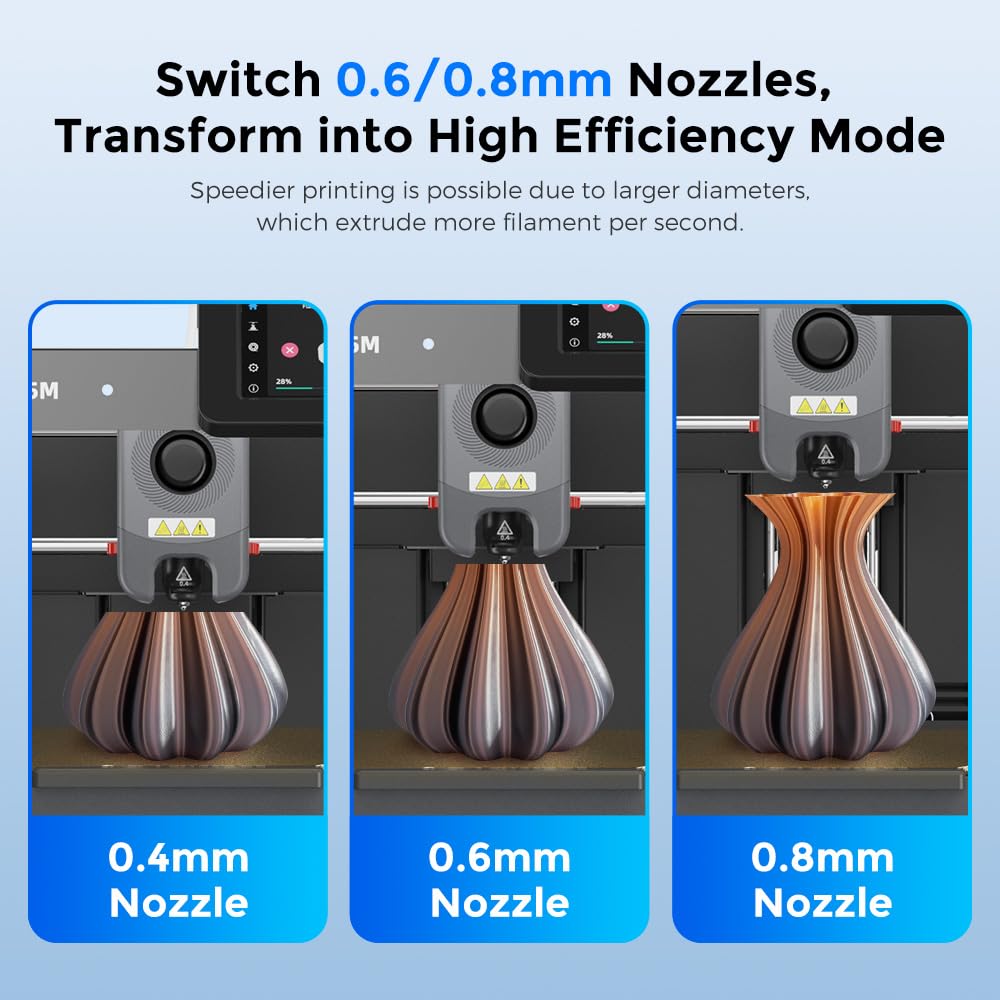 FLASHFORGE Adventurer 5M nozzle assembly, 32mm³/s high flow rate, 35 second quick heating to 200℃, 3 second quick detachable nozzle, 3D printer hardened steel nozzle parts for AD5M/AD5M Pro (0.6mm).