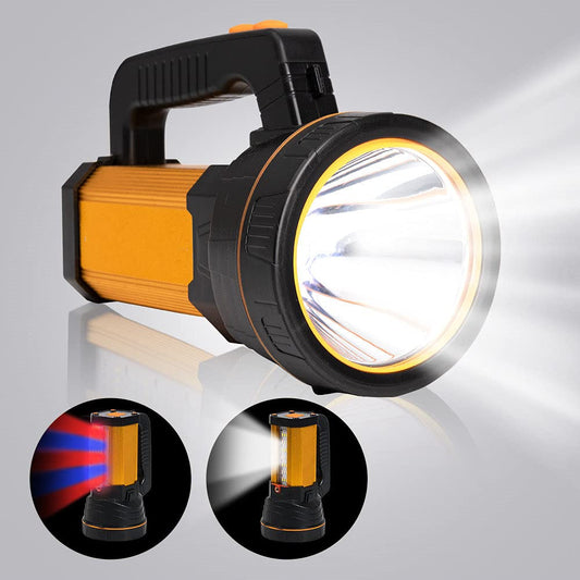 MAYTHANK LED flashlight extremely bright USB C rechargeable with lantern, large powerful metal spotlight large battery 10000mAh, handheld lamp 10000 lumens battery flashlight super bright, with handle carrying strap.