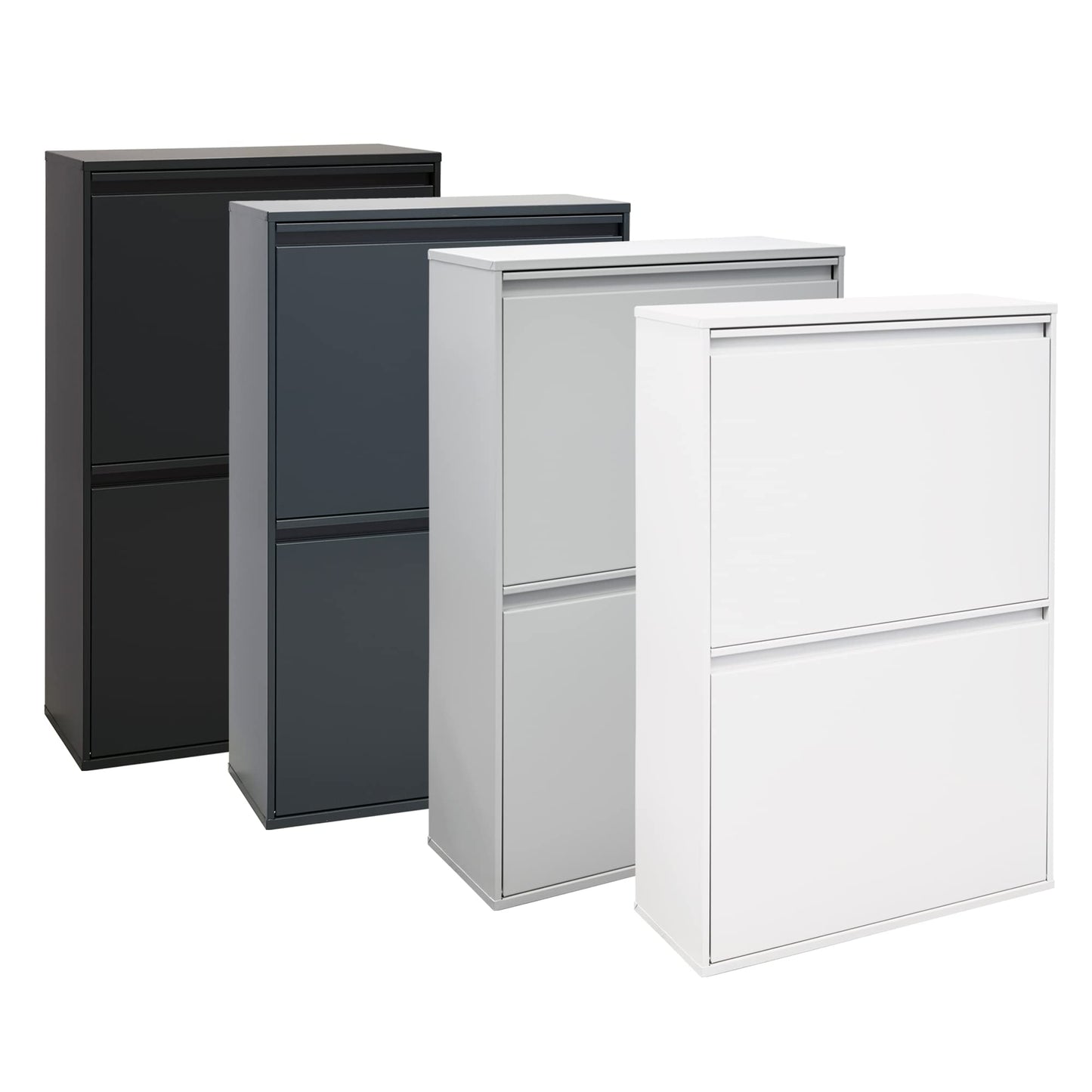 ARREGUI Basic CR606-B steel waste separation system | 4 compartments trash can for the kitchen | 4 compartment waste bin | 4x17L (68L) | Removable inner bins with handle | Recycling cabinet | Waste separation | black