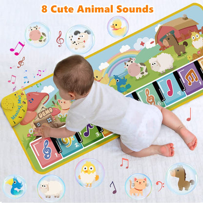 Lobyoh Music Mat with 8 Animals, Baby Toy Music Piano Mat Dance Mat Keyboard for Kids, Party Favor Kids Birthday Gifts for Boys Girls 3 4 5 Years