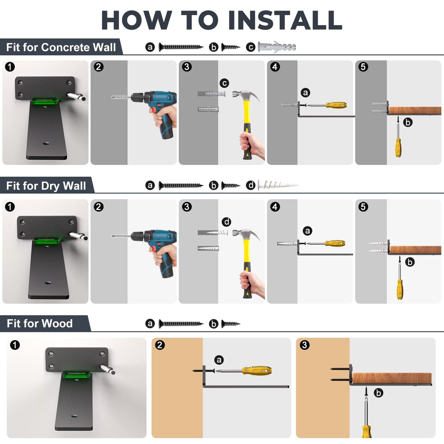 zhongko Shelf Bracket 6Pcs Heavy Duty Angle 6 Inch for Wood Plank Shelf Brackets Black Heavy Duty Metal L Shelf Bracket for Wall Mounted (Black, 6in-6pcs)