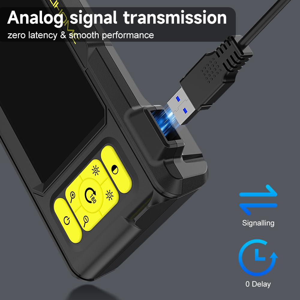 ILIHOME endoscope camera with light, industrial endoscope inspection camera 4.3 IPS screen waterproof snake camera pipe camera channel endoscope camera with 8 LED lights-5M