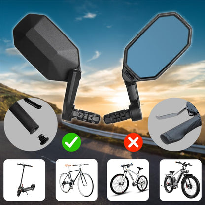 BriskMore Bar End Bike Mirror, High-Definition convex blue glass lens for scooter electric bicycle, scratch-resistant, Ebike Safe rearview mirror for right side Only BT-022RB