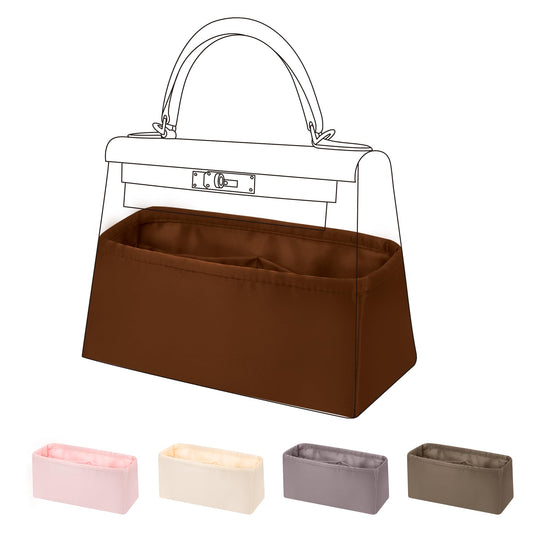 DGAZ Handbag Purse Organizer, Silk Inner Pockets for Kelly Pochette/Mini/25/28/32/35, Bag Organizer Insert for Women's Handbags (Gold, KL25)