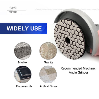 SHDIATOOL Dry Diamond Polishing Pads 7pcs Grit 50 for Granite Concrete Marble Dia 4 Inch/100MM
