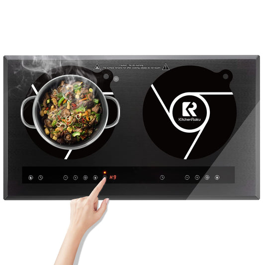 2 PIECES Induction Cooktop Mat - (magnetic) Cooktop Scratch Protector - for induction stove, multifunctional silicone mats for air fryers, microwave mat from KitchenRaku (Black, 20cm)