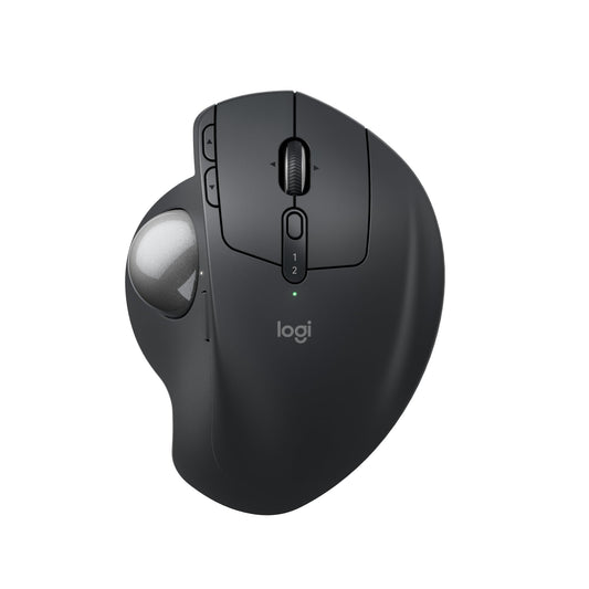Logitech MX Ergo S Advanced wireless trackball mouse, USB-C rechargeable ergonomic mouse with Bluetooth and encrypted dongle, 6 programmable buttons, for PC/Mac - Graphite
