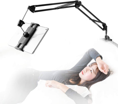 Tablet stand for bed holder - stand holder 360 degree rotatable with stable aluminum arm for iPad, tablets, phones or other devices with 4.5 to 12.9 inch screen.