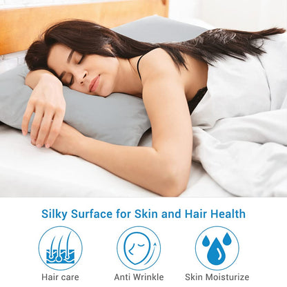 Luxear cooling pillowcase set of 2, pillowcase elastic with Arc-Chill cooling fibers breathable, silky pillowcases with zipper, hair/skin friendly pillow cover, 40x80cm-Gray