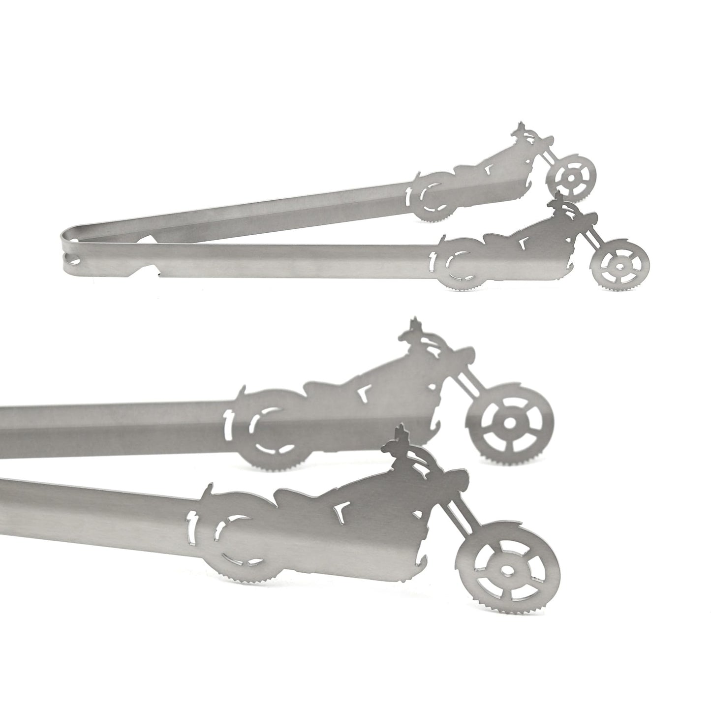 Grill-Tongs.com design chopper, dishwasher safe, gift idea for men, gift for bikers, silver, stainless steel, 31 cm, 1 piece.
