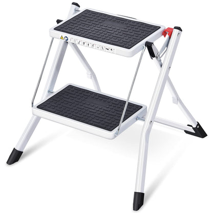 KINGRACK Step Stool, Foldable Step Stool, (White)