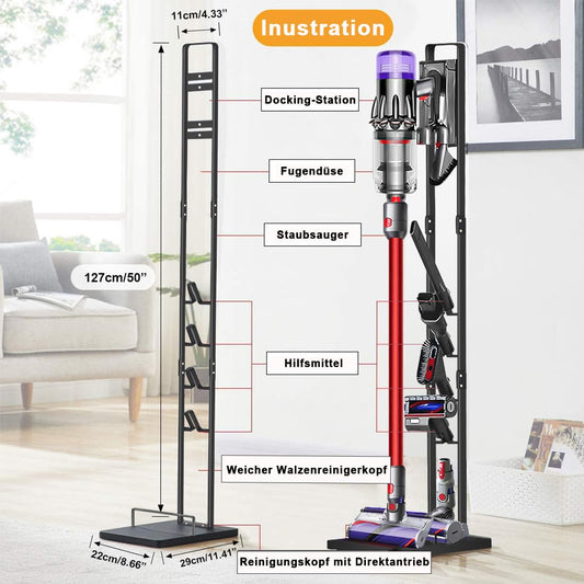 JUPELI stand, vacuum accessories. Sturdy metal holder for Dyson cordless vacuum cleaners V15 V11 V10 V8 V7 V6, black. Compatible with DC30 DC31 DC34 DC35 DC58 DC59 DC62 DC74.