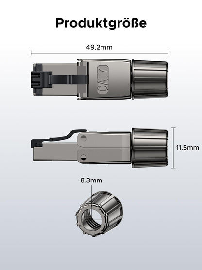 UGREEN CAT 7 RJ45 connector network plug 10Gbps for LAN cable solid cable tool-free AWG 22-24 support POE fully shielded STP 50μ gold-plated contacts (4 pieces)
