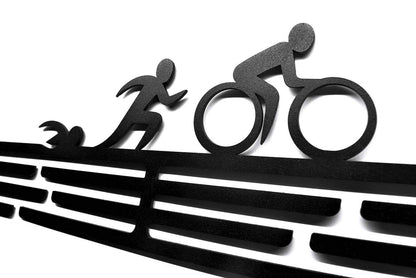 United Medals Triathlon Medal Holder for 48 medals storage - Triathlete gift - Medal Holder Hanger Display Rack - Black