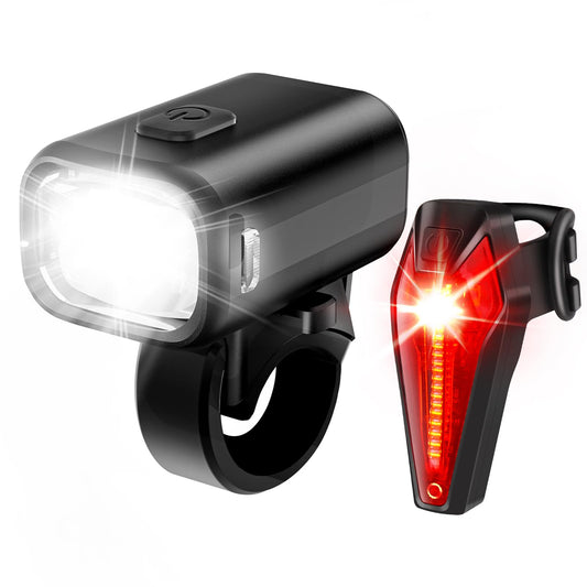 LED bike light set, StVZO approved front and rear bike lights with 1000mAh battery, 50 LUX bike light set USB rechargeable IPX5 waterproof bike lights LED set