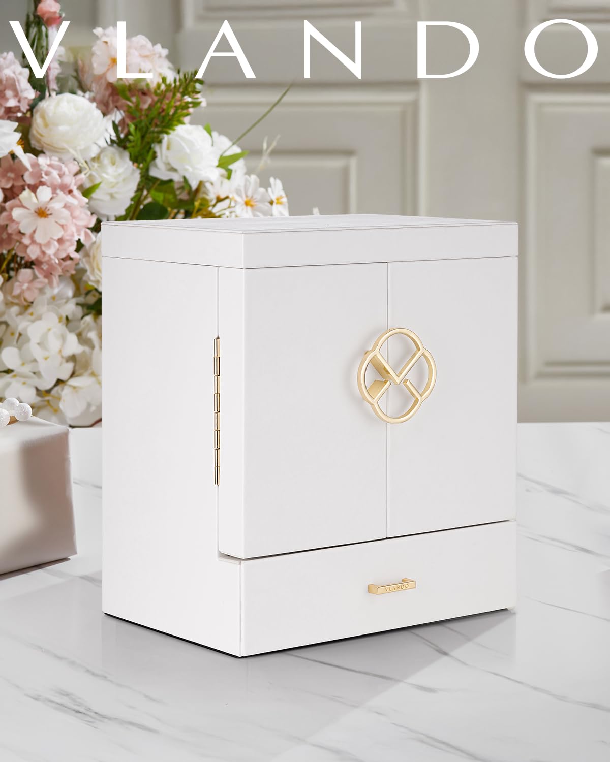 Vlando Jewelry Box Large, French Jewelry Box 6 Layers, Jewelry Organizers Large XXL with Mirror, Drawers, Jewelry Storage for Women, Jewelry Box for Earrings, Necklaces, Watches