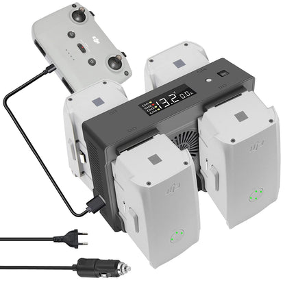 LYONGTECH Air 2S, Mavic Air 2 battery wall charger, and car charger for DJI Air 2S, Mavic Air 2 drone, charge 4 batteries, parallel car battery charging station, 5 in 1 rapid multi-charging hub accessory.