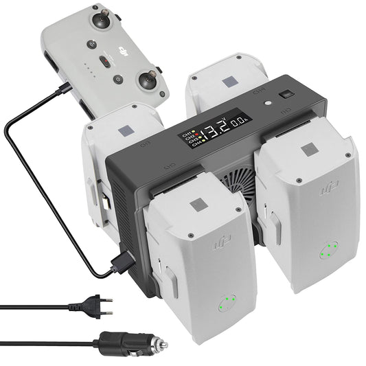 LYONGTECH Air 2S, Mavic Air 2 battery wall charger, and car charger for DJI Air 2S, Mavic Air 2 drone, charge 4 batteries, parallel car battery charging station, 5 in 1 rapid multi-charging hub accessory.