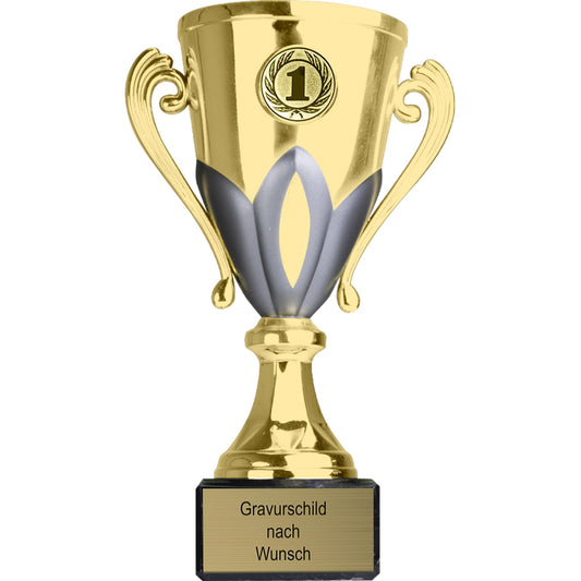 Trophy-Factory.com - Trophy with engraving custom text in gold/silver, 13 cm - personalized award & sports emblem of choice - including marble base - gift trophy - trophy for kids