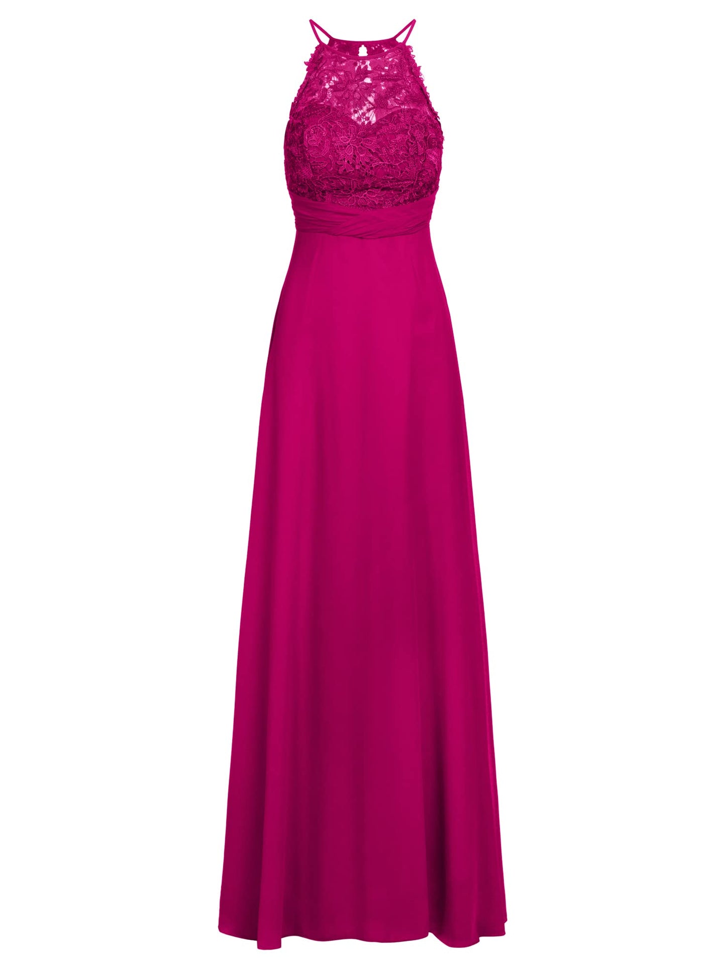 APART Fashion evening gown in chiffon and lace, fuchsia, L