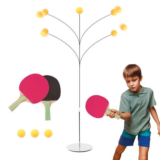Surplex Table Tennis Trainer with Elastic Soft Shaft Height Adjustable With Rackets Practice Balls For Beginners Self-training Leisure Decompression Child Adult Indoor Outdoor Play