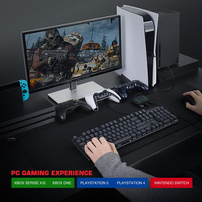 Leadjoy VX2 AimBox Mouse-Keyboard Adapter Converter, Cable Converter with 3.5mm audio interface, Compatible with Switch, Xbox Series X, Xbox One, PS4, PS5.