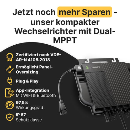 Solakon® Balcony Power Plant 2000W with storage - Balcony power plant 2000 watts complete with outlet & 800W inverter - Solar system complete set - 4x500W PV modules & 2kWh storage for balcony power plant.