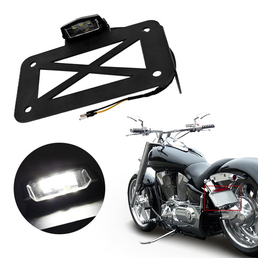 Baceyong motorcycle license plate light bracket, motorcycle side-mount LED taillight license plate holder. Fits motorcycles, sports bikes, cruisers, etc.