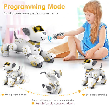 VATOS Robot Dog Kids Remote Control Toy - Interactive Touch and Follow Robot Dog with 17 functions, programmable dance music RC for girls 3-12 years