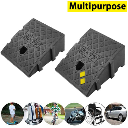Curb ramps, portable lightweight ramps, threshold ramps, for driveways, sidewalks, car, scooter, 1 piece with 1 expansion bolt (black, 26.9 x 24.9 x 7 cm, 1 piece)