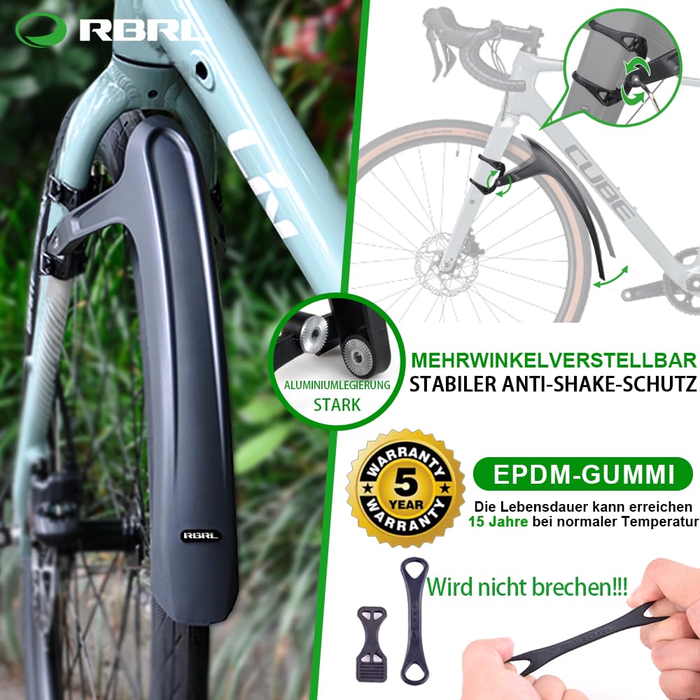 RBRL Bicycle Fender Set, Universal 28 Inch Bike Fender, Adjustable and Easy to Install Mudguard (Wheel Protection for Gravel Bikes, Road Bikes)