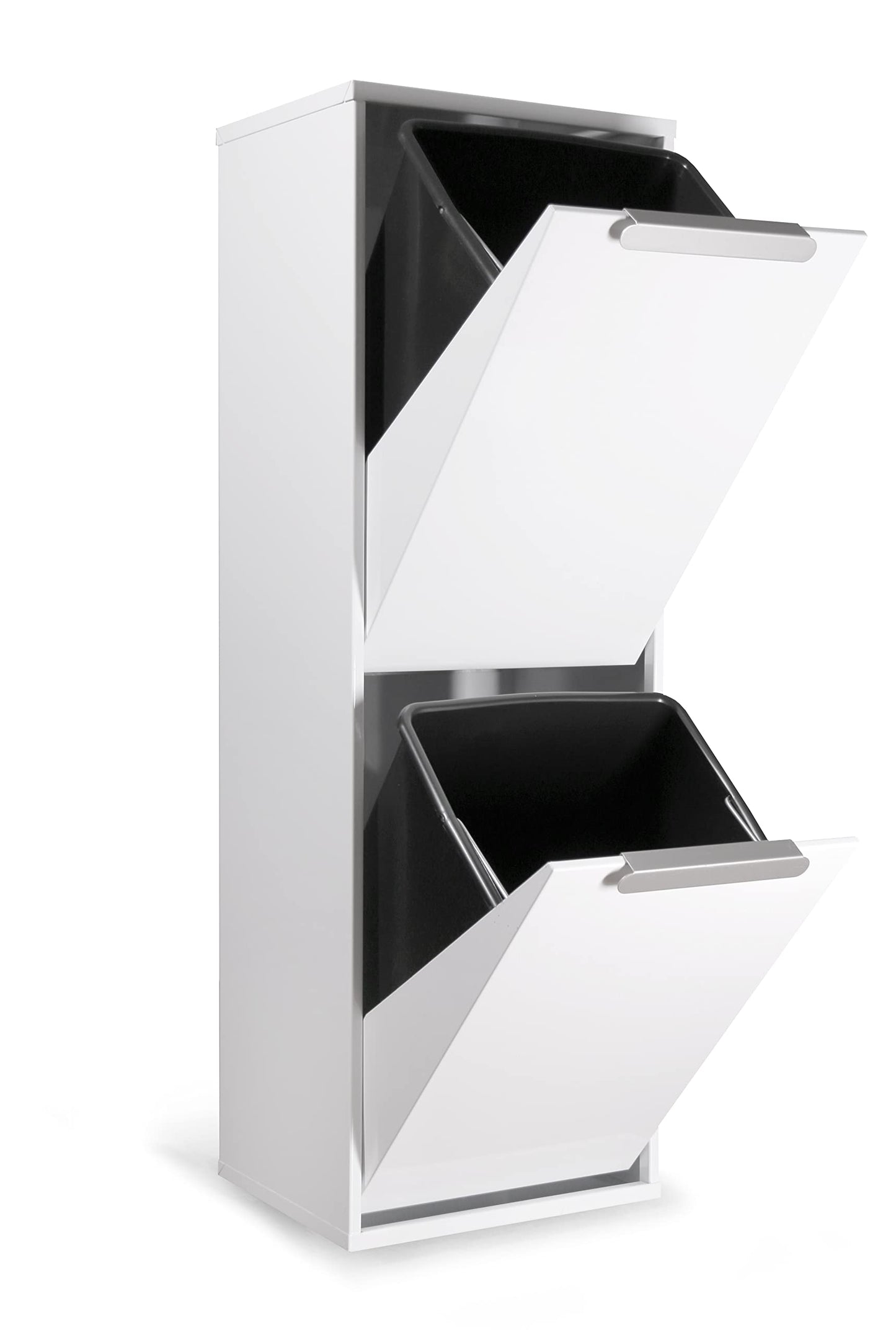 ARREGUI Ecoclas CR201-E steel waste separation system | 2 compartments trash can for kitchen | 2x17L (34L) | 2 compartment garbage can | removable inner bins + handle | recycling cabinet for waste separation | white