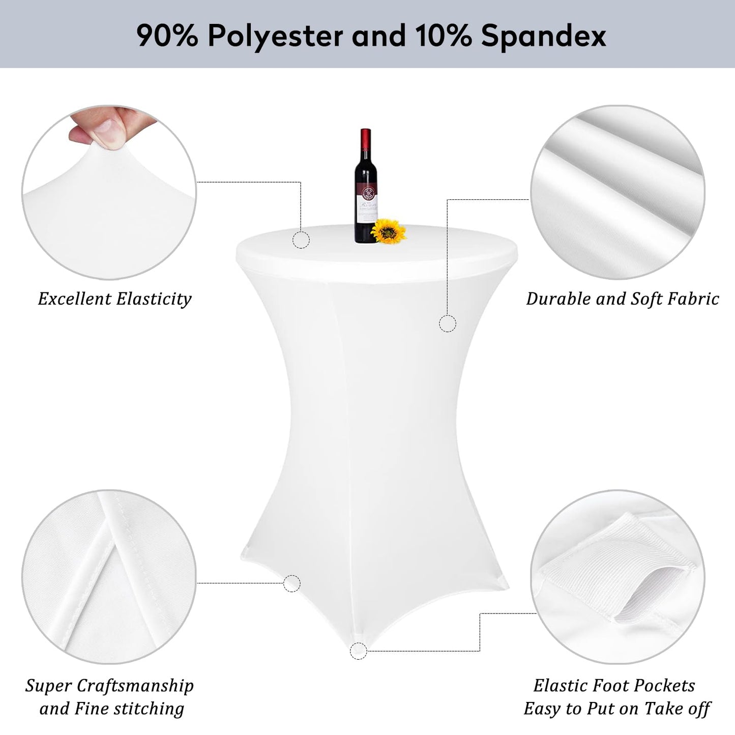 KAYBTNT 3-piece Set Cocktail Table Covers Ø 80 cm, Many Colors, Spandex Stretch Cocktail Table Covers, Reinforcement in the foot area, Elegant Round Tablecloth for Bistro Table Wedding Cocktail Party, Green