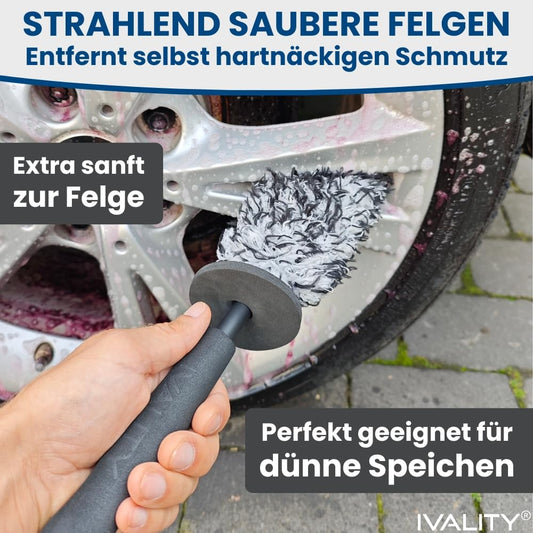Ivality® Microfiber Wheel Brush Ultra-thin - Standard 36 cm - For a gentle cleaning - Ideal for high-quality wheels - Wheel cleaner Microfiber Wheel Brush Alloy Wheels Auto Wheel Brush