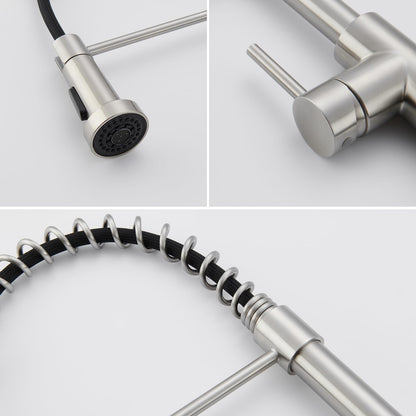 Auralum Kitchen Faucet, Kitchen Tap with Pull-Out Sprayer, Kitchen Mixer Tap with 2 Spray Modes, Stainless Steel Sink Faucet, 360° Swivel High Pressure Faucet for Kitchen.