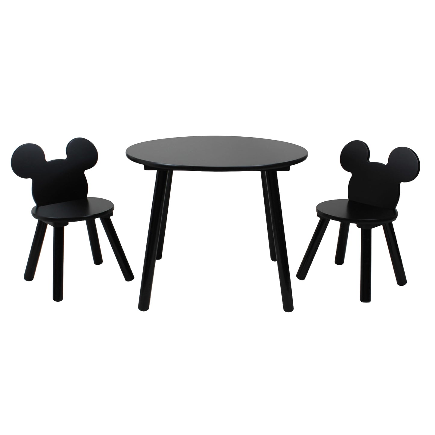 Disney Classic Mickey Mouse table and chair set for 2, holds up to 30 kg per stool, perfect for play and activities, compact, black.