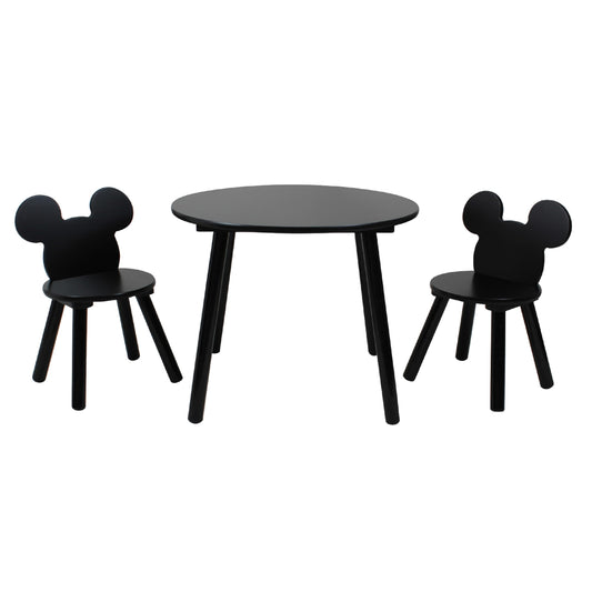 Disney Classic Mickey Mouse table and chair set for 2, holds up to 30 kg per stool, perfect for play and activities, compact, black.