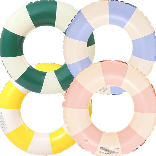 4 PCS Swimming Ring for Adults, Inflatable Pool Floats, Swim Tube, Float Ring, for Summer Pool Party (blue+pink+green+yellow)