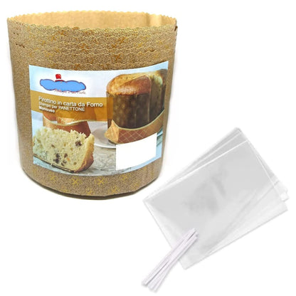 Panettone baking mold 500g tall - 10 pieces - Ragout disposable paper oven - Ideal for Panettone, Panettone gastronomy, with Christmas motif, Pan Brioche, Pan Dolce etc. [Dream's Party]