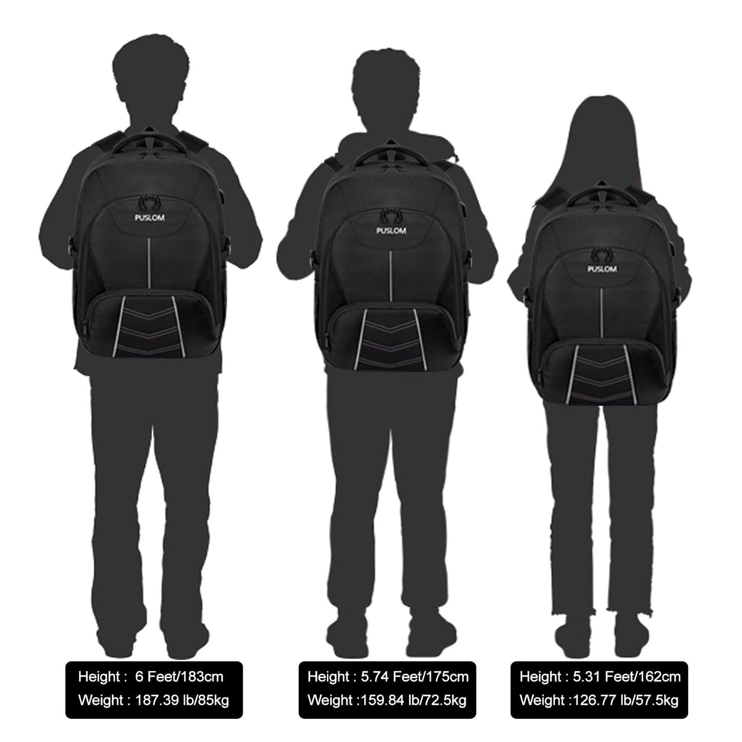 Extra Large Backpack Men 55L Waterproof 18.4 Inch Laptop Bag Work Laptop with USB Charging Port Anti Theft Business Travel School Backpack for Men Women Boys Teenagers Black