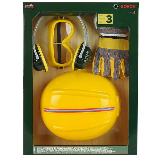 BOSCH Theo Klein 8537 Accessory Set | High-quality work gloves, goggles, earmuffs, and helmet design | Package dimensions: 30 cm x 38 cm x 10 cm | Toy for children ages 3 and up