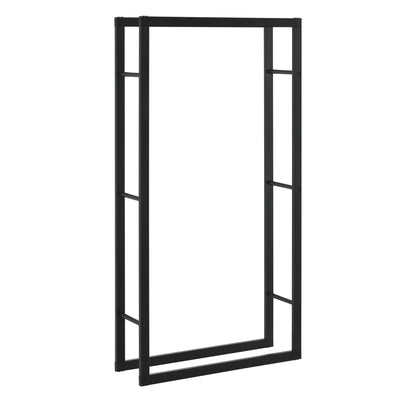 [en.casa] Log rack Täby for firewood indoor outdoor metal 80 x 25 x 150 cm wood storage stacker for firewood black.
