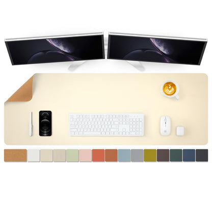 Cork Desk Pad - Double-sided desk pad for office and home - As a large mouse pad and desk mat on desks (Apricot, 120cmx43cm)