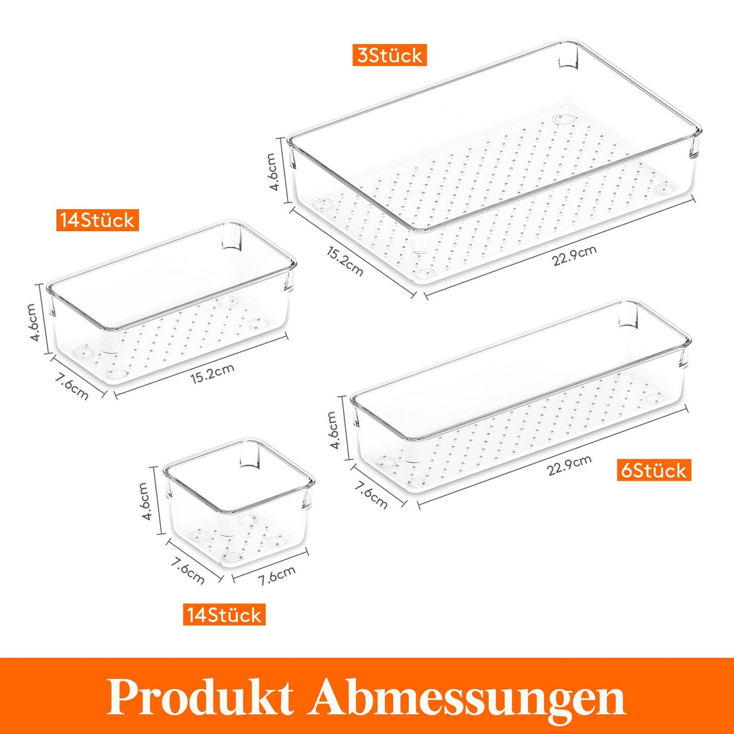 Lifewit 37-Piece Clear Plastic Drawer Organizer, Desk Drawer Dividers, Trays, Dresser Storage Bins Separator Box for Makeup, Jewelry, and Gadgets, Bedroom, Bathroom, Office.